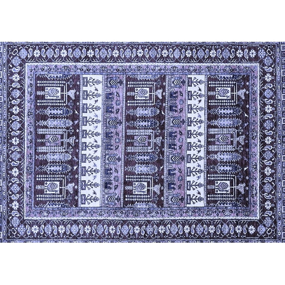 Ahgly Company Machine Washable Indoor Rectangle Abstract Blue Modern Area Rugs, 4' x 6'