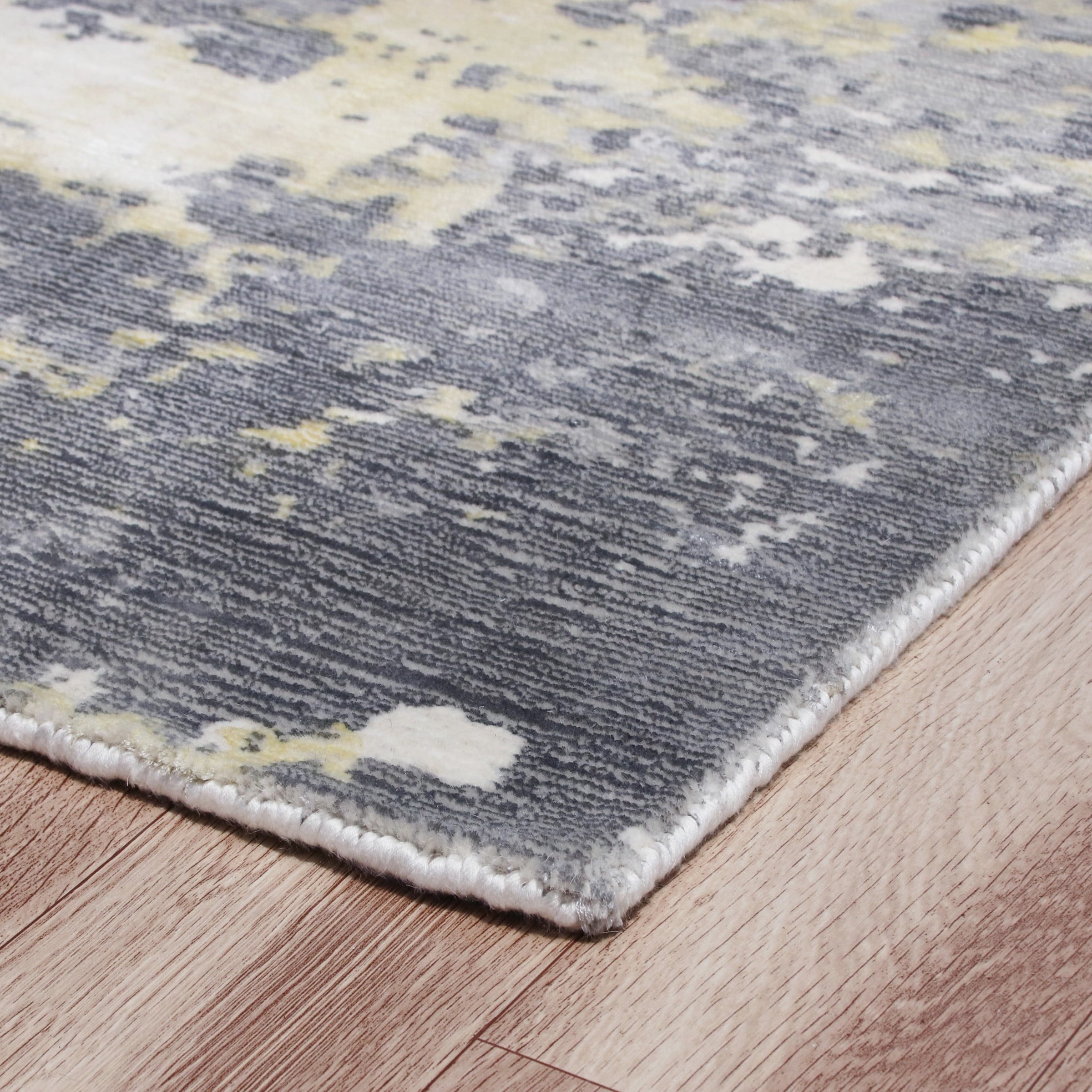 Ox Bay Hand Loomed Modern Abstract Light Area Rug, Gray / Yellow, 2' x 3'