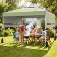 thumbnail image 4 of Costway 10x17 FT Pop Up Canopy Tent with Dual Adjustable Awnings, Silver-Coated Fabric Green, 4 of 10