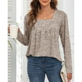 thumbnail image 2 of ANYJOIN Womens Long Sleeve Tunic Tops Pleated Square Neck Casual Loose Fit Blouse Shirt, 2 of 5