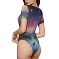 thumbnail image 4 of Uemuo Magical Bees Twilight River Pattern Women's One Piece Short Sleeve Swimsuit Rash Guard Surfing Modest Quick-drying Swimsuit Beach Essentials-Medium, 4 of 9