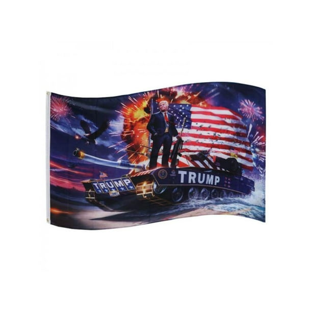 2pcs American President Trump On The Tank Flag 3ftx5ft Polyester Banner Digital Print 2020 Big Hanging President Flag Walmart Com Walmart Com