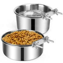 2 Packs Kennel Water Bowl - Hanging No Spill Mountable Stainless Steel Feeding Dish for Dogs, Cats, Guinea Pigs, Rabbits - Wall Mounted Crate Bowl