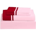 thumbnail image 2 of DNG Creations 4 Piece Two Tone Sheet Set - 24 Inch Deep Pocket ( Solid Light Pink/Red - King ), 2 of 4