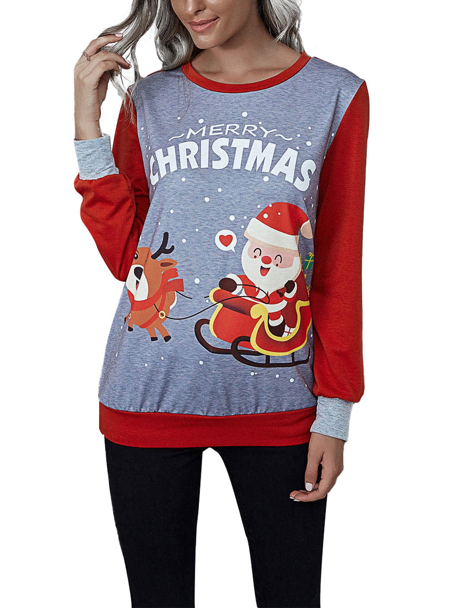 Ladies Autumn Winter Holiday Sweatshirt 