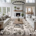 thumbnail image 4 of Rectangle Area Rugs 8 x 10 Ft, Vintage Rooster Farmhouse Non-Slip Residential Carpet, Grey Wooden Farm Animals Striped Indoor Crawling Mats Runner Rugs for Living Room/Dining Room/Bedroom, 4 of 9