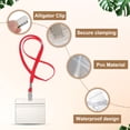 thumbnail image 3 of Uxcell 50 Set Name Tag Holders with Lanyard, Plastic Waterproof Horizontal Badge Holder with Alligator Clip Lanyards for ID Badges Office Teacher Events Meetings, Red(4x2 Inch), 3 of 6