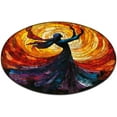 thumbnail image 3 of Rainbow Mandala Round Area Rug, bright boho circle carpet for kids room, play area or dorm, soft washable non-slip floor mat, fun colorful home décor accent for creatives, 3 of 6