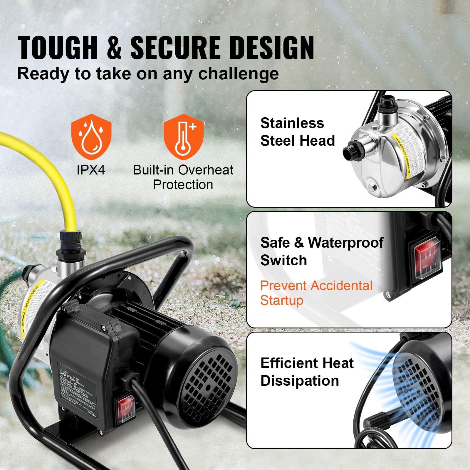 Bentism SDKQ23GPM110VCW84, 1.5HP, 115V, Shallow Well Water Transfer Pump, 20 GPM