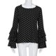 thumbnail image 2 of Blusa de manga larga con cuello redondo para mujer Camisa con volantes con estampado de puntos para niñas Yuarrent FS10925-04, 2 of 5