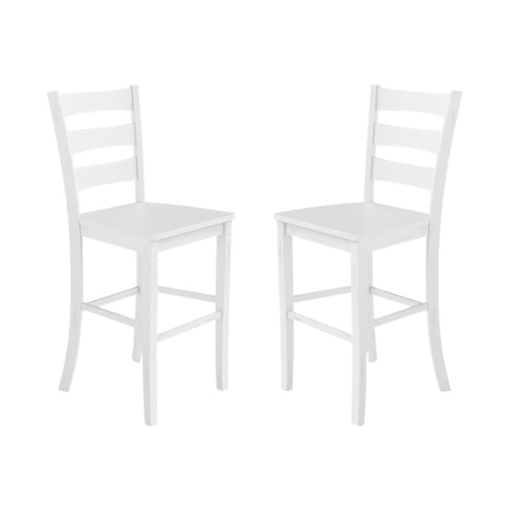 2 Piece Bar Stool, Slatted Design Back, White