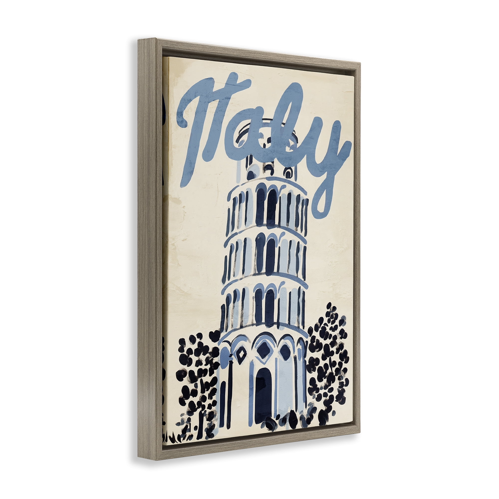 Stupell Industries Blue & Beige Italy Travel Brown Framed Floater Canvas Wall Art, design by Annabelle Hall