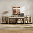 thumbnail image 3 of WAMPAT 4-in-1 Multifunctional Modern Sideboard Buffet with Glass Doors and 2 Drawers, Adjustable Shelf & Metal Base for Coffee Bar & Storage Credenza, 3 of 16
