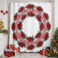 thumbnail image 2 of Christmas Shower Curtains for Bathroom, Red Circle Winter Flower Wreath Green Leaf Plant Waterproof Fabric Shower Curtain for Bathroom Bathtub Decoration, Machine Washable, 72"x84", 2 of 9