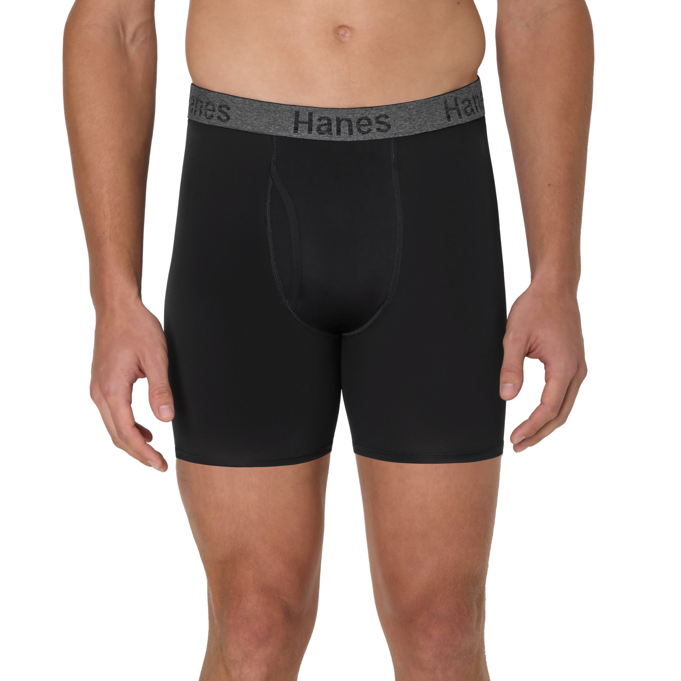 Underwear Performance Boxer Briefs, 3-Pack, Stay Dry Pouch Underwear for Men, Black