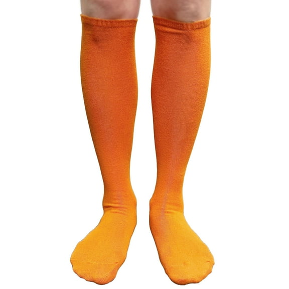 COUVER Orange Knee High Socks for Women Knee Tube Socks Womens Athletic Socks Cotton Knee High Socks, 5-9.5, 1 Pair