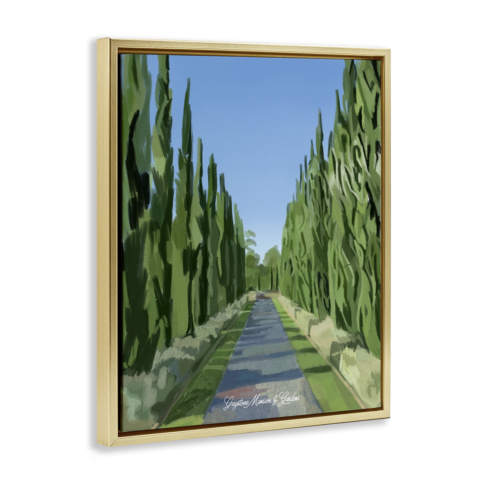 Stupell Industries Greystone Gardens Path Gold Framed Floater Canvas Wall Art, design by Amelia Noyes