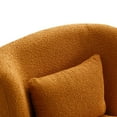 thumbnail image 5 of Swivel Accent Chair, Modern Boucle Upholstered Lounge Leisure Chair with Metal Base and Pillow, 360 Degree Armless Club Chair Comfy Single Sofa Chair for Living Room Bedroom Apartment, Camel, 5 of 7