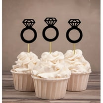 Darling Souvenir, Wedding Engagement Ring Cupcake Toppers, Party Dessert Decorations - Pack Of 20