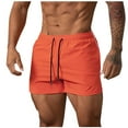 thumbnail image 2 of DDAPJ pyju Men's 3" Inseam Workout Shorts Breathable Drawstring Elastic Waist Gym Athletic Shorts Lightweight Bodybuilding Training Short Pants with Pockets Orange L, 2 of 6
