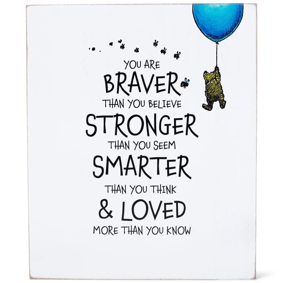 Elanze Designs Pooh Classic Yellow Bear You Are Braver 8 x 10 Inch Wall Tabletop Sign Plaque