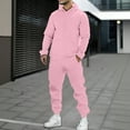 thumbnail image 2 of ibiyuan Men Leisure 2 Piece Long Sleeve Set Pullover Hoodie and Pants Sweatshirt Tops Elastic Pants Jogger Outfits Sport Suits,Pink, 2 of 4