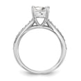 thumbnail image 2 of Solid 14K White Gold Diamond Side-Stones with CZ Cubic Zirconia Center Stone Engagement Ring Size 7, 2 of 8