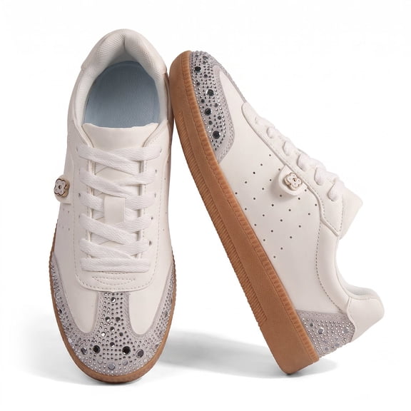 Tryards Rhinestone Fashion Glitter Sneakers Sparkly Bling Bedazzled Casual Walking Shoes for Women