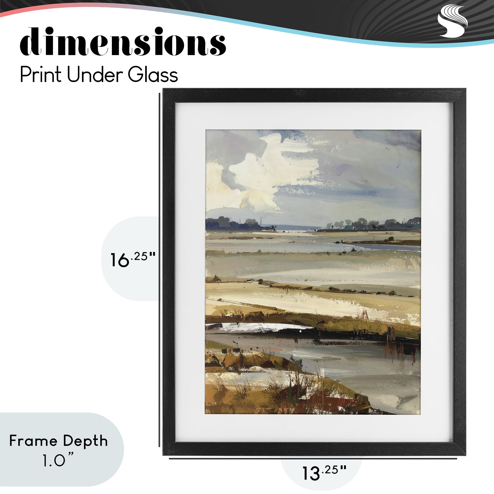 Stupell Industries Earthy Distant Horizon Black Framed Print Under Glass, design by Alonza Saunders