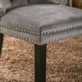 thumbnail image 4 of Set of 2 Velvet Kitchen Chairs, Tufted Upholstered Dining Room Chairs with High Back, Nailhead Trim & Solid Wood Legs, Modern Dining Chair for Living Room Kitchen, Accent Armless Side Chair, Gray, 4 of 9
