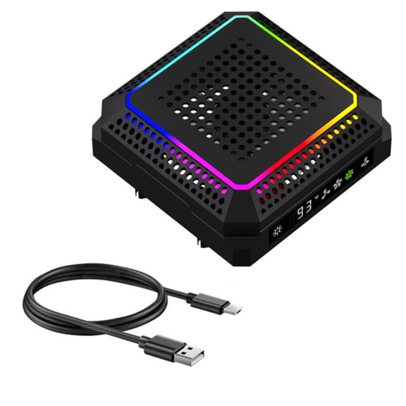 Efficient Cooling Fan with LED Small Temperature Control & Quiet Operate ABS Coolers Easy to Carry for Game Consoles