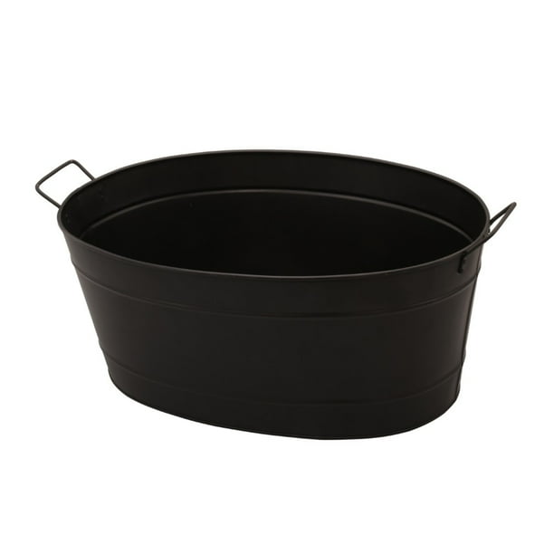 Benzara Galvanized Steel Tub with 2 HandlesColorBlack