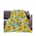 thumbnail image 2 of Flannel Fleece Throw Blanket Farm Watercolor Sunflowers Lightweight Soft Plush Blankets,Vintage Rural Yellow Floral Cozy Warm Throw Blanket for Couch Sofa Bed Car Office 40x50in, 2 of 9
