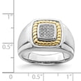 thumbnail image 2 of Solid 925 Sterling Silver 10k Yellow Gold Accent Men's Diamond Ring Band Size 10 (.08 cttw.), 2 of 3
