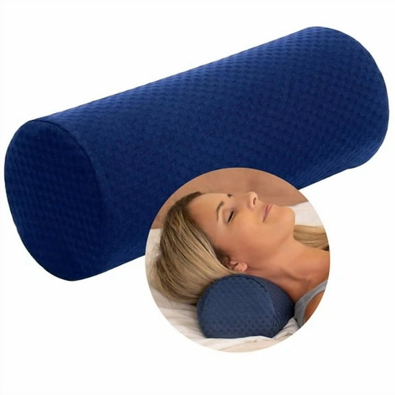 Premium Memory Foam Back Pillow Support Lumbar Roll For Pain Relief Blue