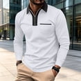 thumbnail image 2 of Lumtrix Men's Polo Shirts 1/2 Zip Long Sleeve Classic T-Shirts Casual Golf Shirts Stylish Collared Tee White 3XL, 2 of 10
