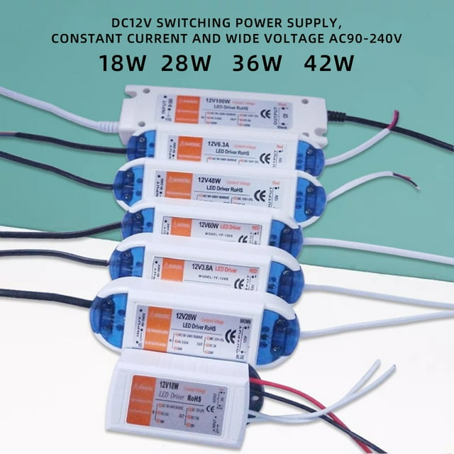 BeesClover DC12V Étape vers le Bas Converter Entrée Régulateur de Tension 90-240V Large Tension Constante Sortie DC12V Étanche Voiture Puissance Buck Module Conduit Transformateur