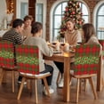 thumbnail image 5 of Christmas Plant Chair Covers Set of 4 Green Red Poinsettias Pine Leaf Winter Plaid Chair Back Covers Stretch Removable Washable Slipcovers Protector for Dining Room Kitchen Party Decor, 5 of 5