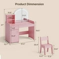 thumbnail image 3 of Asofer Kids Vanity, Princess Makeup Desk and Chair Set with Mirror, 2 Tier Open Shelves Drawer and Cabinet, Pretend Play Vanity Set for Toddler Girls, 3 of 9