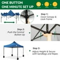 thumbnail image 3 of Wulful Upgraded Pop Up Canopy Tent 10x10FT, Heavy Duty Outdoor Canopy W/ Roller Bag,4 Sand Bags, Blue, 3 of 7