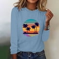 thumbnail image 1 of EQWLJWE Chemises à Manches Longues pour Femmes Mode Été T-Shirt Décontracté à Manches Longues Imprimé Col Rond Vêtements d'Automne pour Femmes, 1 of 6