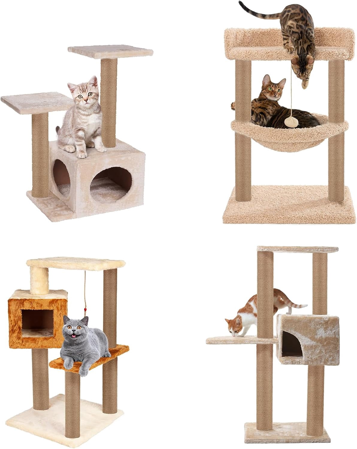 4 PCS M8 Cat Scratching Post Replacement,  15.7 x 3.1 Inches Cat Tree Replacement Post-Natural Jute Pole for Indoor Cats with M8 Screws, for Kitten Tree Tower Spare Cat Furniture Accessories