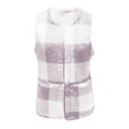 thumbnail image 7 of Fuzzy Fleece Plaid Jacket Vests for Women with Pockets Sleeveless Open Front Sweater Cardigan Lightweight Coat (L, Purple), 7 of 7
