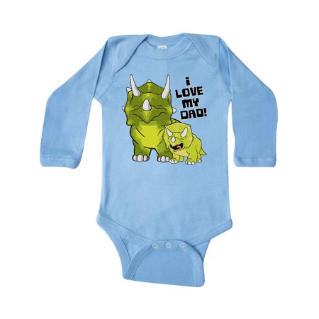 

Inktastic I Love my Dad with Baby and Daddy Triceratops Gift Baby Boy or Baby Girl Long Sleeve Bodysuit