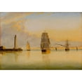 thumbnail image 2 of Clement Drew 18x14 Black Ornate Wood Framed Double Matted Museum Art Print Titled - Morning off Boston Light (1879), 2 of 5
