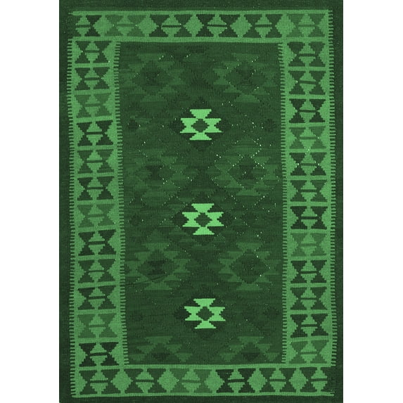 Ahgly Company Indoor Rectangle Oriental Emerald Green Traditional Area Rugs, 7' x 10'