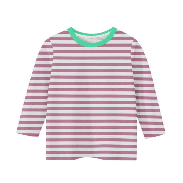 Amzcrzy Chandail en Molleton Rayé pour Enfants Bébé Manches 3/4 Col Rond Chandail en Molleton Bloc de Couleur Chandail Ample Décontracté Printemps Basique 3-11 Ans