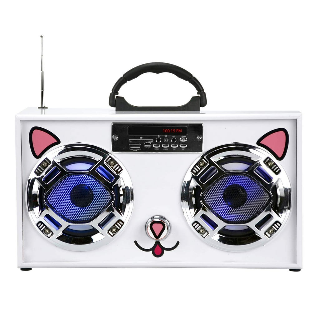 Mini Boombox with LED Speakers Retro Bluetooth Speaker w/Enhanced FM