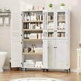 thumbnail image 5 of Hetoy 71-Inch Tall Storage Cabinet, Kitchen Food Cabinet, 5-Shelf Bathroom Cabinet, Glass Door with 4-Door Adjustable Shelves for Kitchen, Dining Room, Bathroom, Antique White, 5 of 8