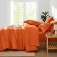 thumbnail image 6 of Flymme Orange Comforter Set Queen Size Boho Bedding Shabby Chic 7-Piece Bed in a Bag Pom Pom Textured Comforter Set with Sheets for All Season, 6 of 8